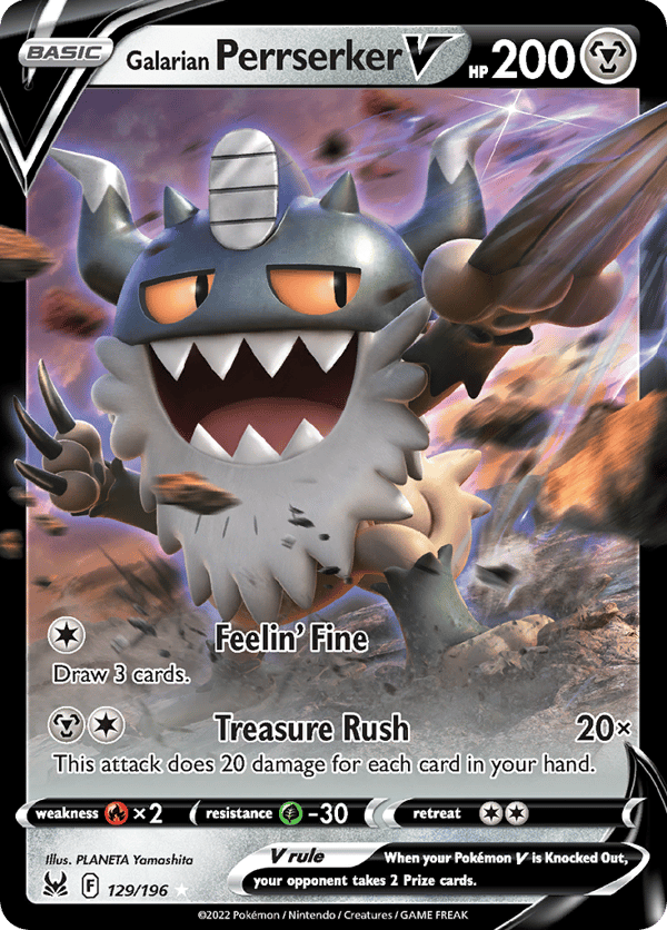 Galarian Perrserker V – Rare Holo V – Lost Origin