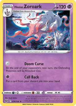 Hisuian Zoroark – Rare Holo – Lost Origin
