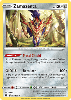 Zamazenta – Rare Holo – Crown Zenith