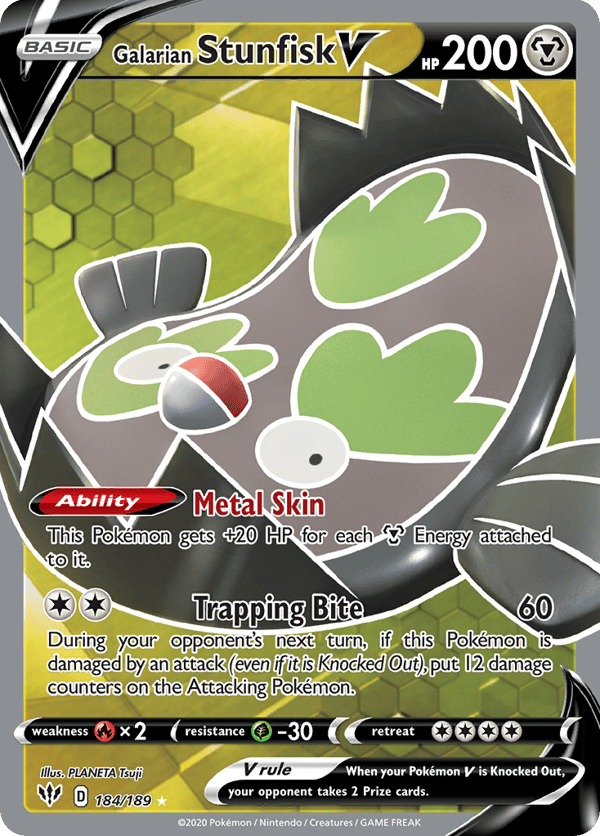 Galarian Stunfisk V – Rare Ultra – Darkness Ablaze