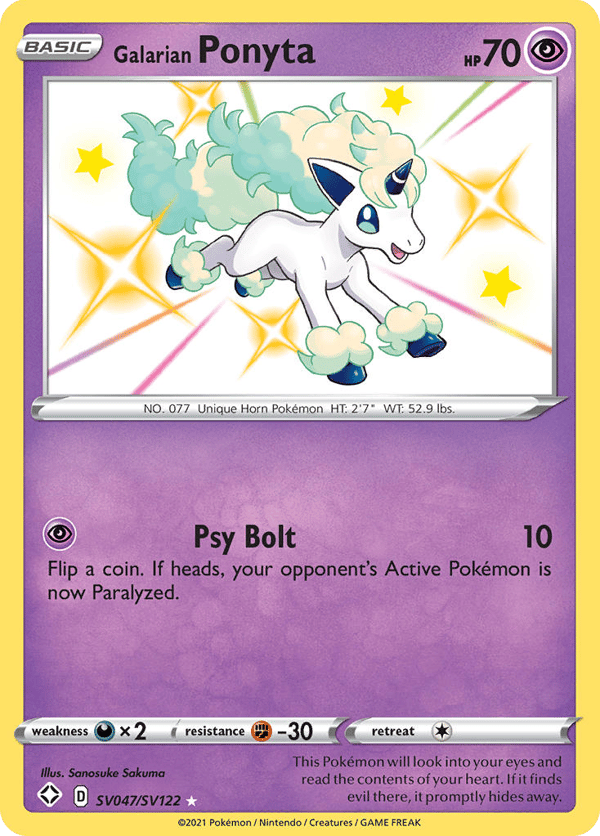 Galarian Ponyta – Rare Shiny – Shining Fates Shiny Vault
