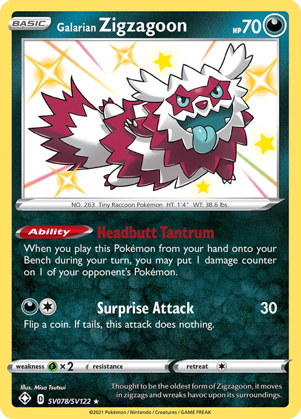 Galarian Zigzagoon – Shining Fates Shiny Vault