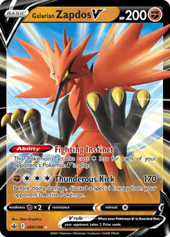 Galarian Zapdos V – Rare Holo V – Chilling Reign