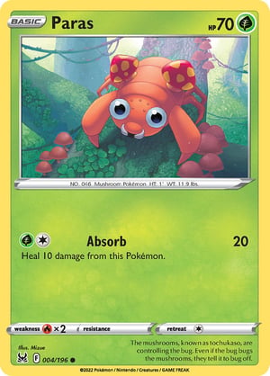 Paras #004/196  | Lost Origin | Common  - Non Holo