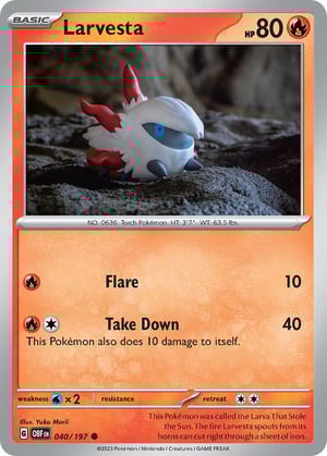 Larvesta #040/197 | Obsidian Flames| Common- Rev Holo