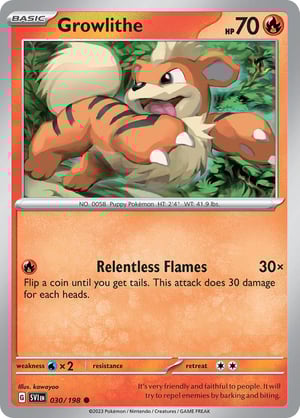 Growlithe #030/198 | Scarlet & Violet Base Set| Common- Rev Holo