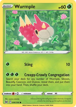 Wurmple #006/196  | Lost Origin | Common - Rev Holo