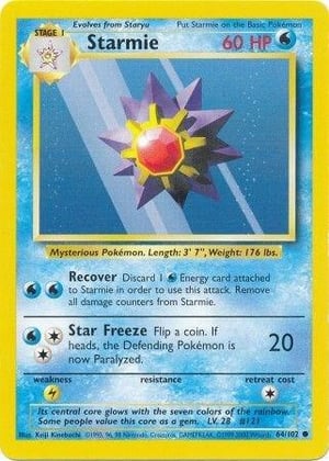 Starmie #064/102  | Base Set Unlimited| Common - Non Holo | Lightly Played