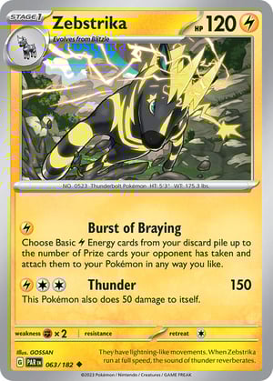 Zebstrika #063/182 | Paradox Rift | Uncommon- Rev Holo