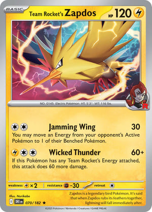 Team Rocket's Zapdos #070/182 | Destined Rivals | Rare - Holo