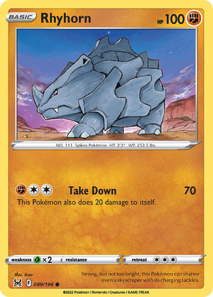 Rhyhorn #089/196  | Lost Origin | Common  - Non Holo