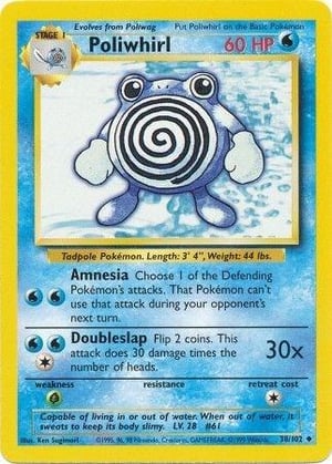 Poliwhirl #038/102  | Base Set Unlimited| Uncommon - Non Holo | Lightly Played