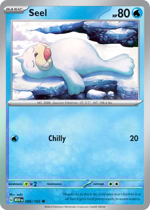 Seel #086/165  | (Mew) 151| Common - Non Holo