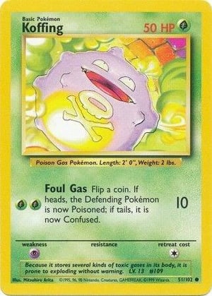 Koffing #051/102  | Base Set Unlimited| Common - Non Holo | Lightly Played