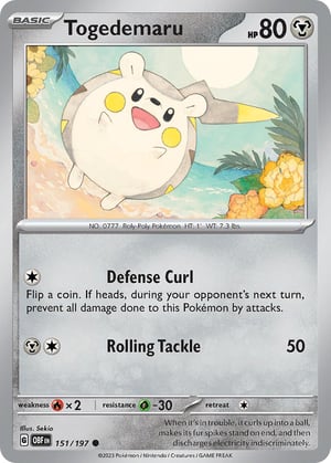 Togedemaru #151/197 | Obsidian Flames| Common - Non Holo
