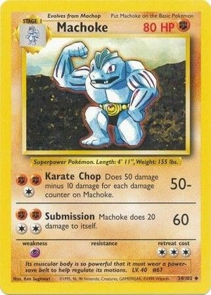 Machoke #034/102  | Base Set Unlimited| Uncommon - Non Holo | Lightly Played