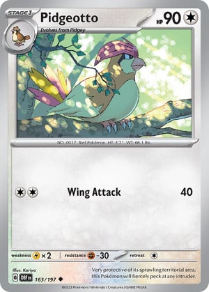 Pidgeotto #163/197 | Obsidian Flames| Uncommon - Non Holo