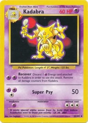 Kadabra #032/102  | Base Set Unlimited| Uncommon - Non Holo | Lightly Played