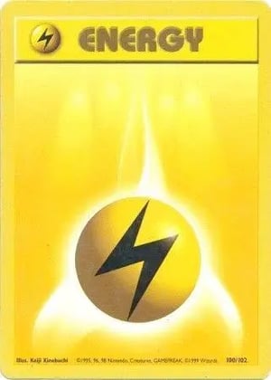 Lightning Energy #100/102  | Base Set Unlimited| Energy - Non Holo | Moderately Played