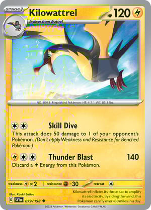 Kilowattrel #079/198 | Scarlet & Violet Base Set| Uncommon - Non Holo