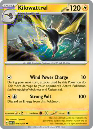 Kilowattrel #076/167 | Twilight Masquerade | Uncommon - Non Holo