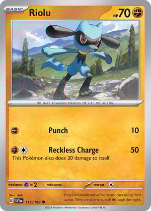 Riolu #113/198 | Scarlet & Violet Base Set| Common- Rev Holo