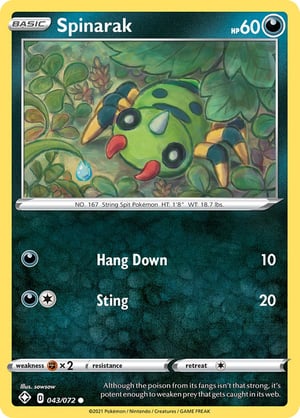 Spinarak    #043/072 | Shining Fates | Common - Non Holo