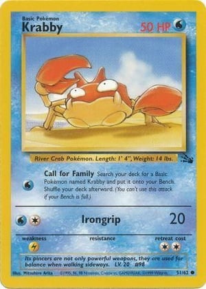 Krabby #051/062 | Fossil - Unlimited | Common - Non Holo | Moderately Played