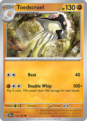 Toedscruel #119/197 | Obsidian Flames| Uncommon- Rev Holo