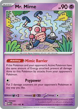 Mr. Mime #122/165  | (Mew) 151| Rare - Holo
