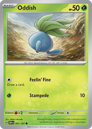 Oddish #001/197 | Obsidian Flames| Common - Non Holo