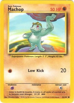 Machop #052/102  | Base Set Unlimited| Common - Non Holo | Lightly Played