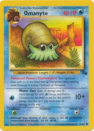 Omanyte #052/062 | Fossil - Unlimited | Common - Non Holo | Moderately Played