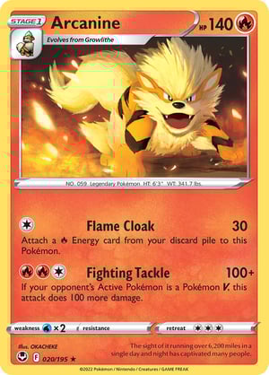 Arcanine #020/195 | Silver Tempest | Rare  - Non Holo