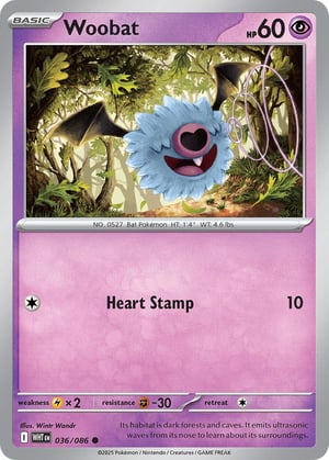 Woobat #036/086 | White Flare | Common - Non Holo
