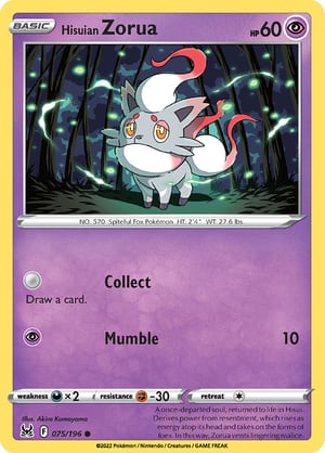 Hisuian Zorua #075/196  | Lost Origin | Common  - Non Holo