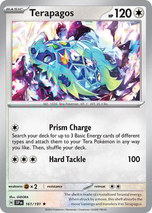 Terapagos #161/191  | Surging Sparks| Rare- Rev Holo