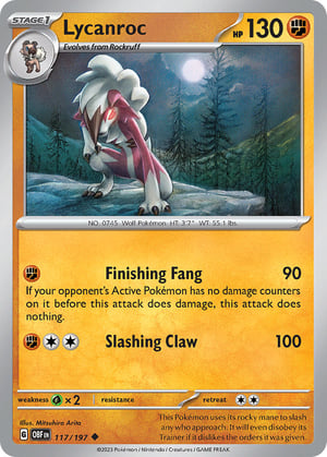 Lycanroc #117/197 | Obsidian Flames| Uncommon- Rev Holo