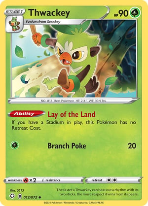 Thwackey    #012/072 | Shining Fates | Uncommon - Non Holo