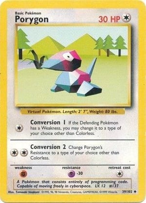 Porygon #039/102  | Base Set Unlimited| Uncommon - Non Holo | Lightly Played