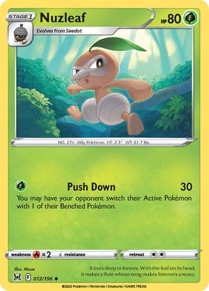 Nuzleaf #012/196  | Lost Origin | Uncommon  - Non Holo