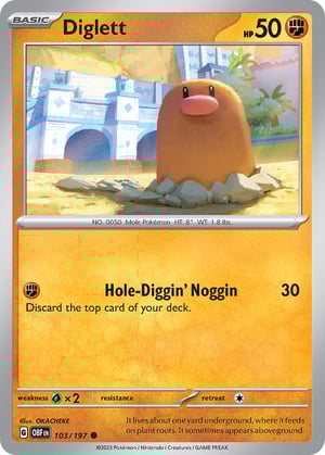 Diglett #103/197 | Obsidian Flames| Common- Rev Holo