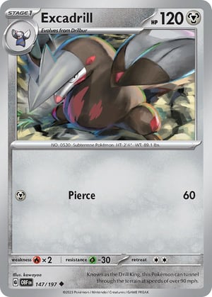 Excadrill #147/197 | Obsidian Flames| Uncommon - Non Holo