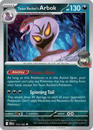 Team Rocket's Arbok #113/182 | Destined Rivals | Uncommon - Non Holo