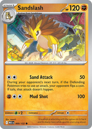 Sandslash #069/132 | Mega Evolution Base Set | Common - Rev Holo