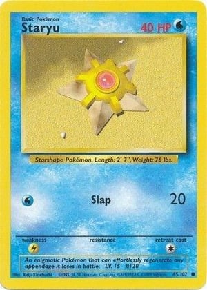 Staryu #065/102  | Base Set Unlimited| Common - Non Holo | Moderately Played