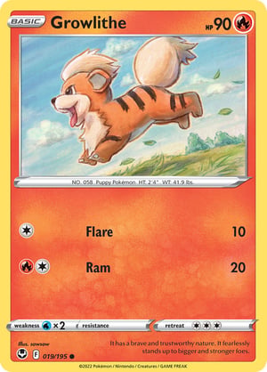 Growlithe #019/195 | Silver Tempest | Common - Rev Holo