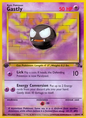 Gastly #033/062 | Fossil - First Edition | Uncommon - Non Holo | Moderately Played