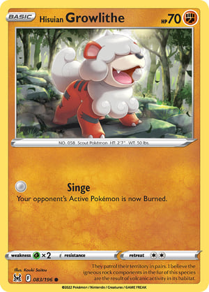 Hisuian Growlithe #083/196  | Lost Origin | Common  - Non Holo
