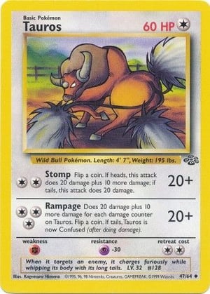Tauros #047/064 | Jungle - Unlimited | Uncommon - Non Holo | Moderately Played